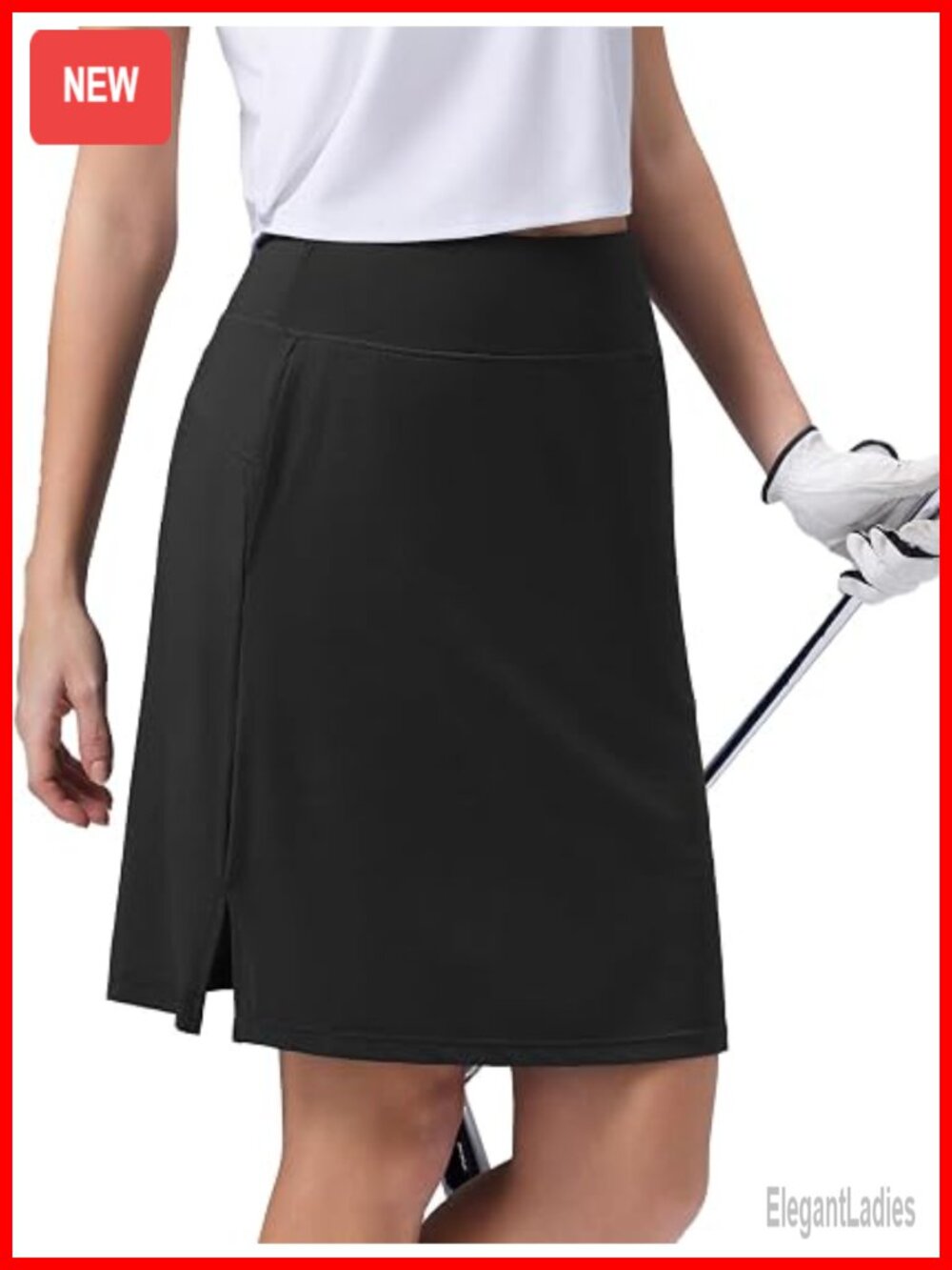 Women's Knee Length Golf Skort with Pockets UV Protection Built-in Shorts